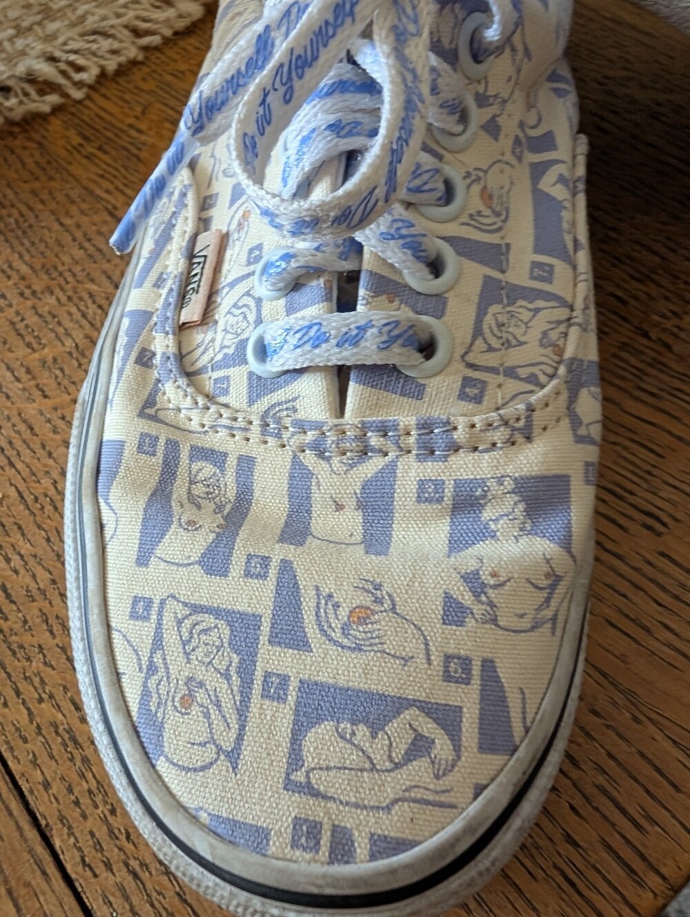 Vans Womens Light Blue Graphic  Breast Ca Awareness Canvas Sneakers